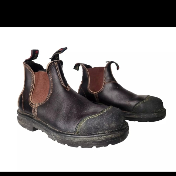Blundstone Safety Boots Steel Toe Ankle Brown Leather 2 dual Density Rubber 8
